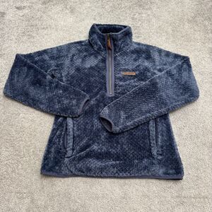 Columbia Campfire Sherpa High Pile Fleece Half Zip Jacket Womens XS Blue Outdoor